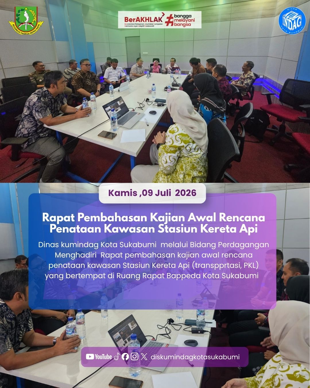 Dinas Kumindag Kota Sukabumi Menghadiri Rapat Pembahasan Kajian Awal Rencana Penataan Kawasan Stasiun Kereta Api